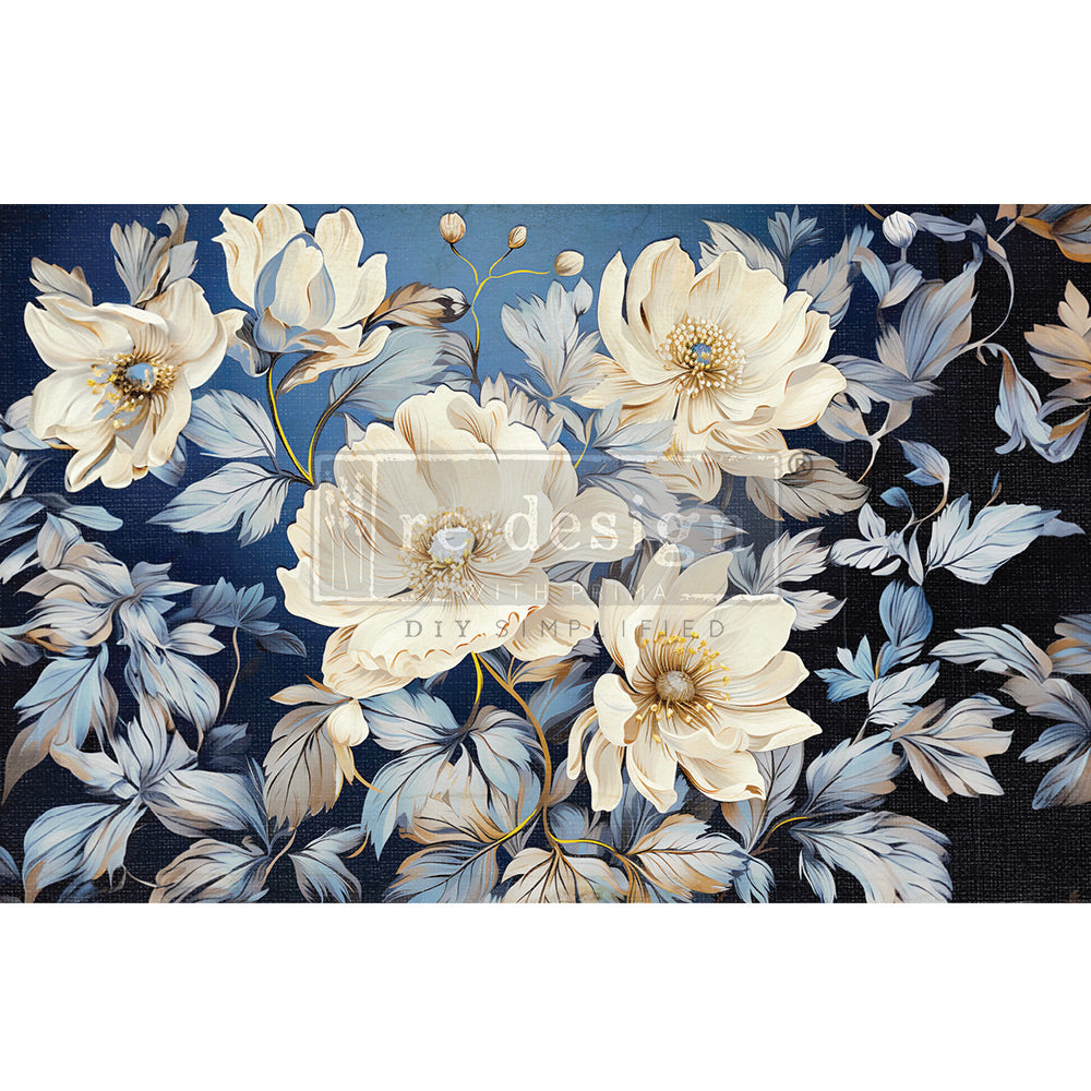 Redesign Decoupage in Tessuto - (48x76 cm) Cerulean Blooms