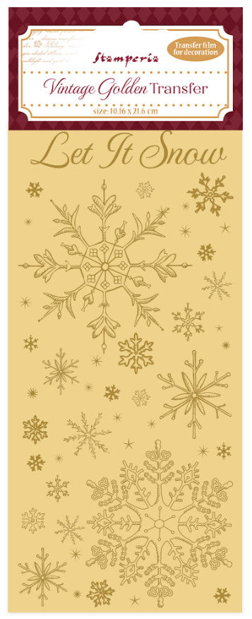 Stamperia - Vintage Golden Transfer cm 10.16x21.6 Let It Snow