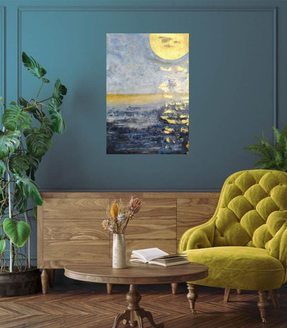 Quadro Canvas Gold Moonlight 77x53 cm