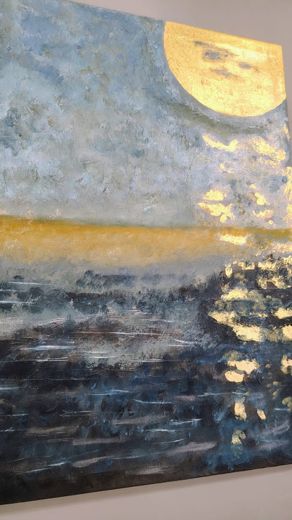 Quadro Canvas Gold Moonlight 77x53 cm