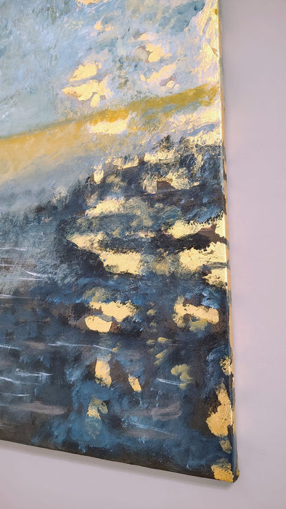 Quadro Canvas Gold Moonlight 77x53 cm