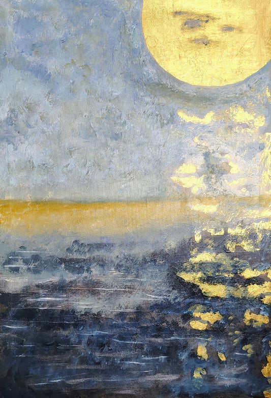 Quadro Canvas Gold Moonlight 77x53 cm