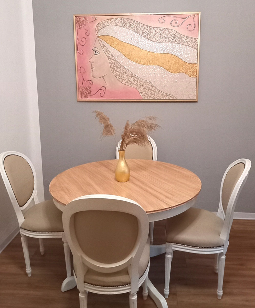 Quadro La Chioma - Opera d'Arte con Rilievi Materici e Cornice Dorata 124x84cm