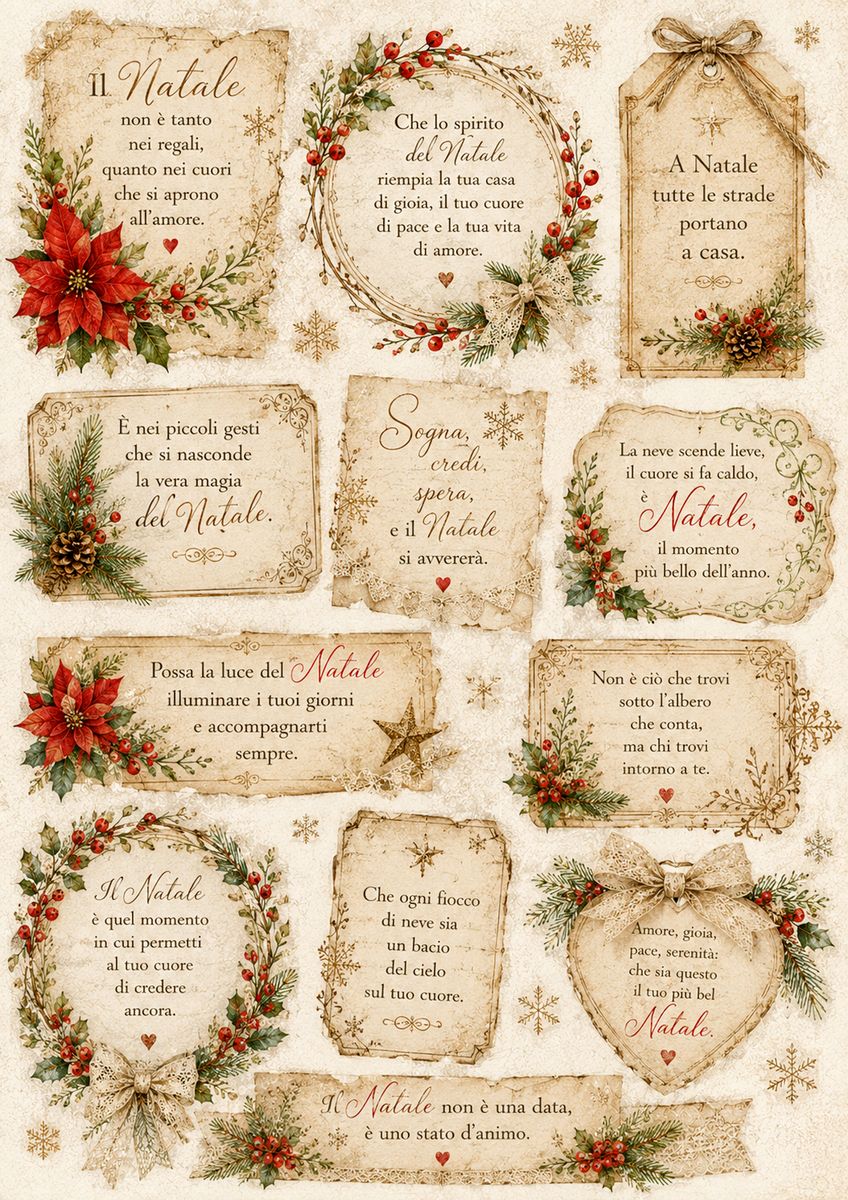Decoupage MyRestyling - Vintage Christmas Quotes & Labels 2 - Italiano