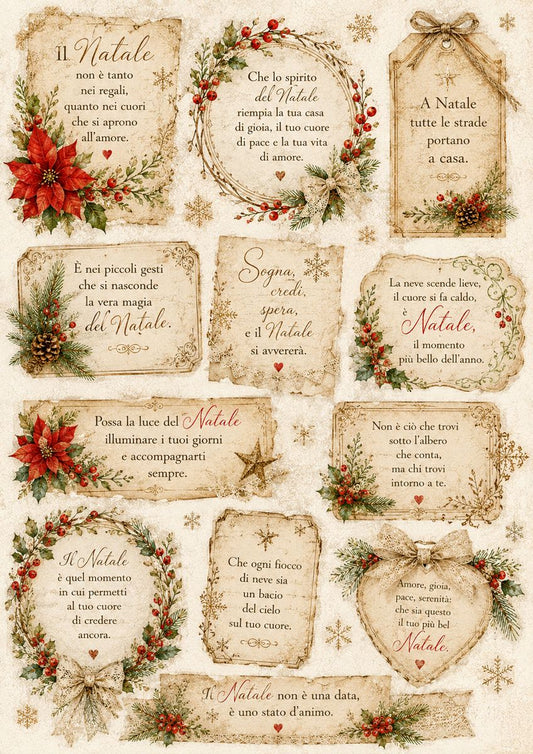 Decoupage MyRestyling - Vintage Christmas Quotes & Labels 2 - Italiano