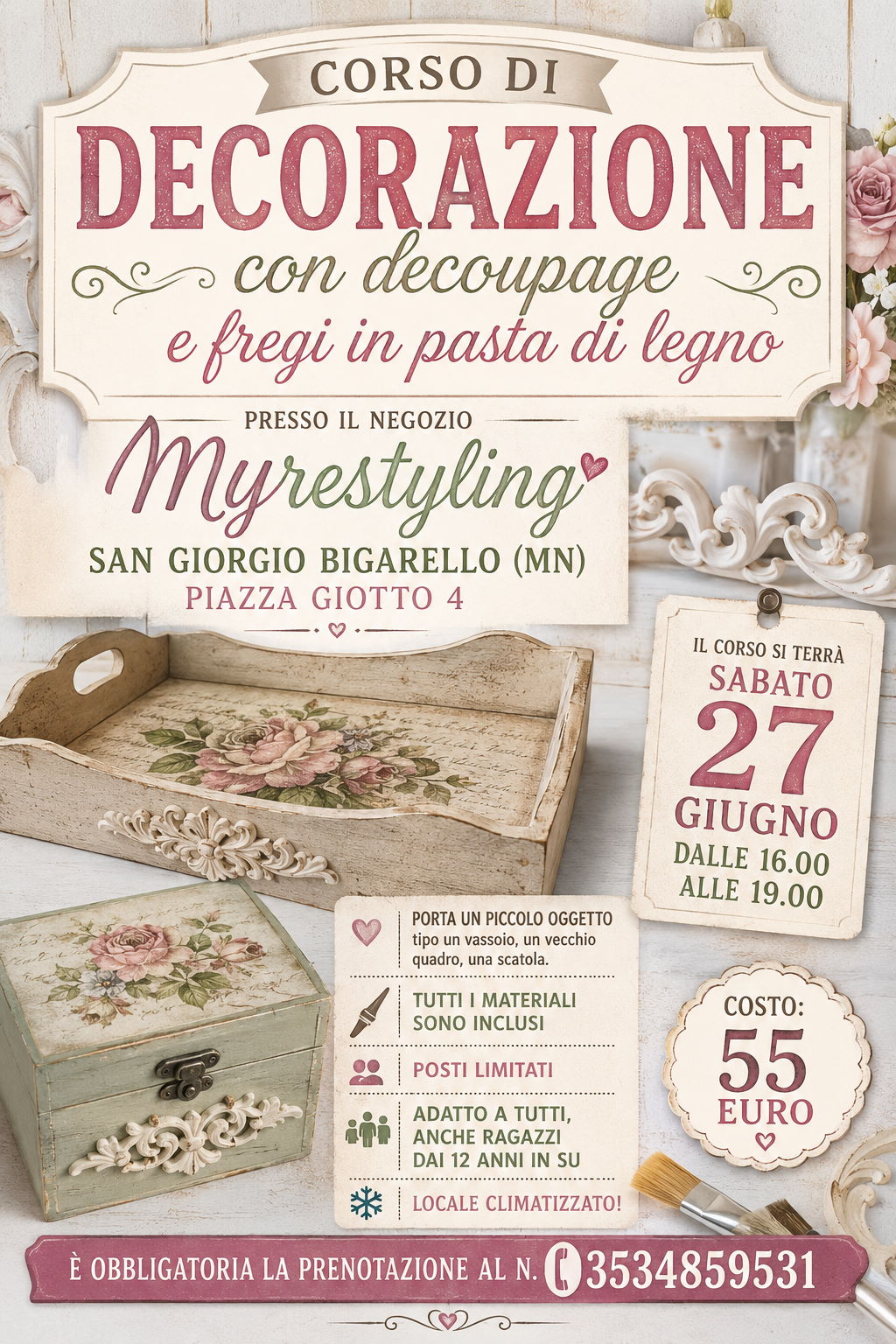 Corso di Decorazione Creativa 27/06/2026 ore 16.00 San Giorgio Bigarello (MN)