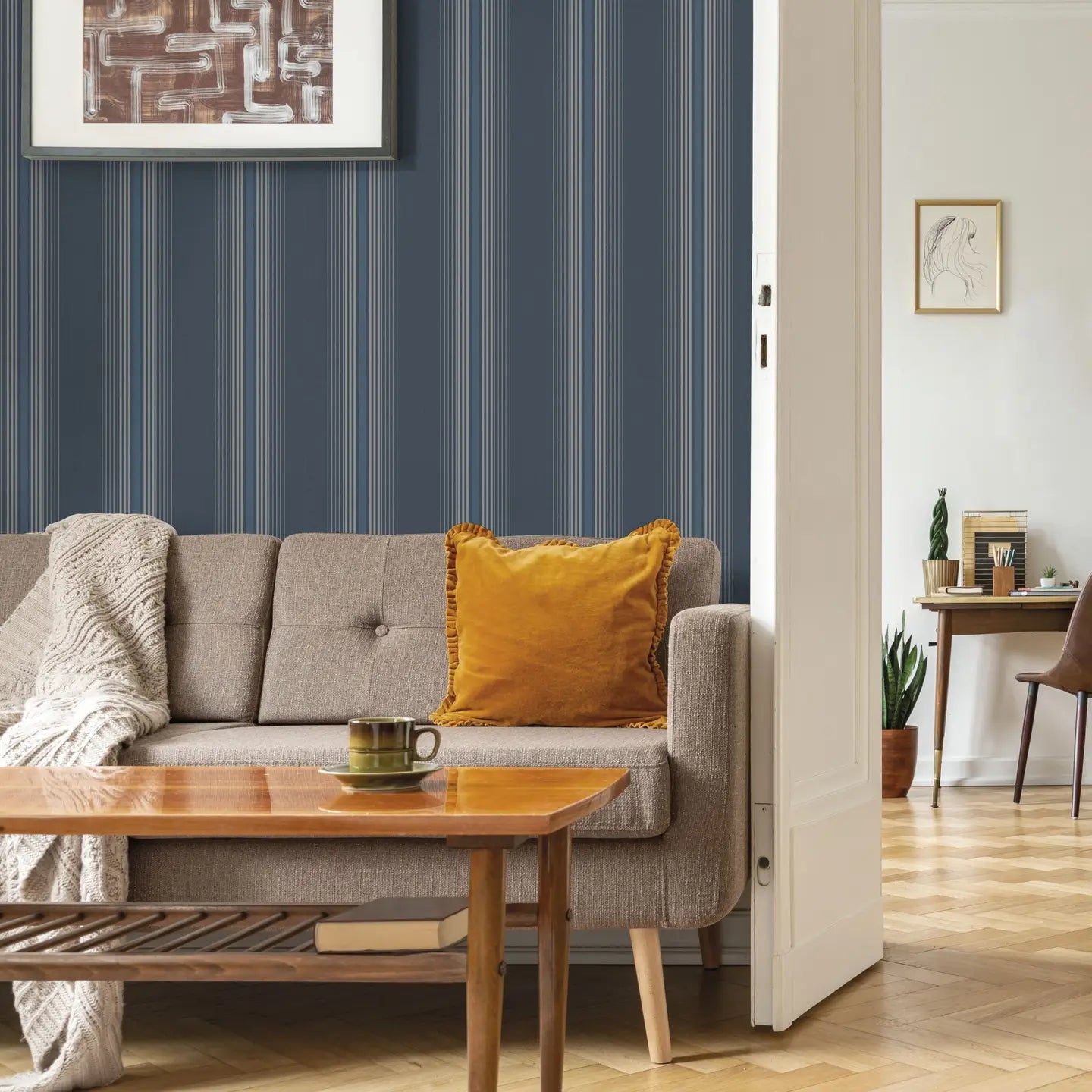 Carta da Parati Oxford Weave Blue (53x100 cm)