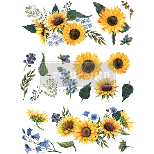 Redesign Decor Transfers – Sunflower Fields 56x76 cm (in 3 fogli)