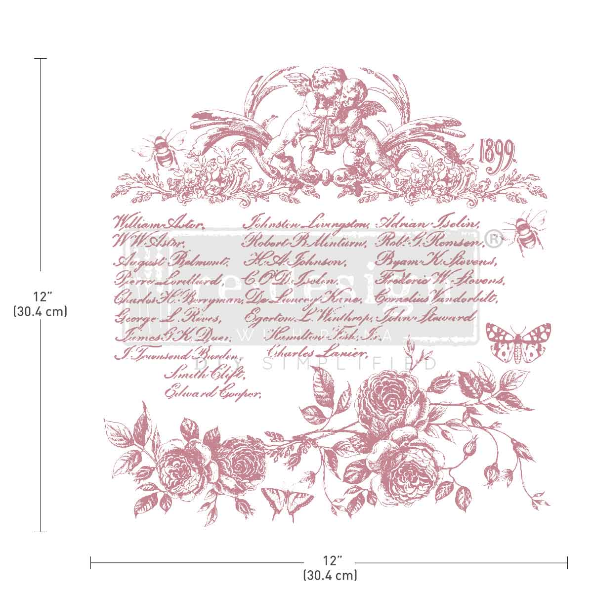 Redesign Timbro Clearly-Aligned Decor  - Floral Script 30,5x30,5 cm