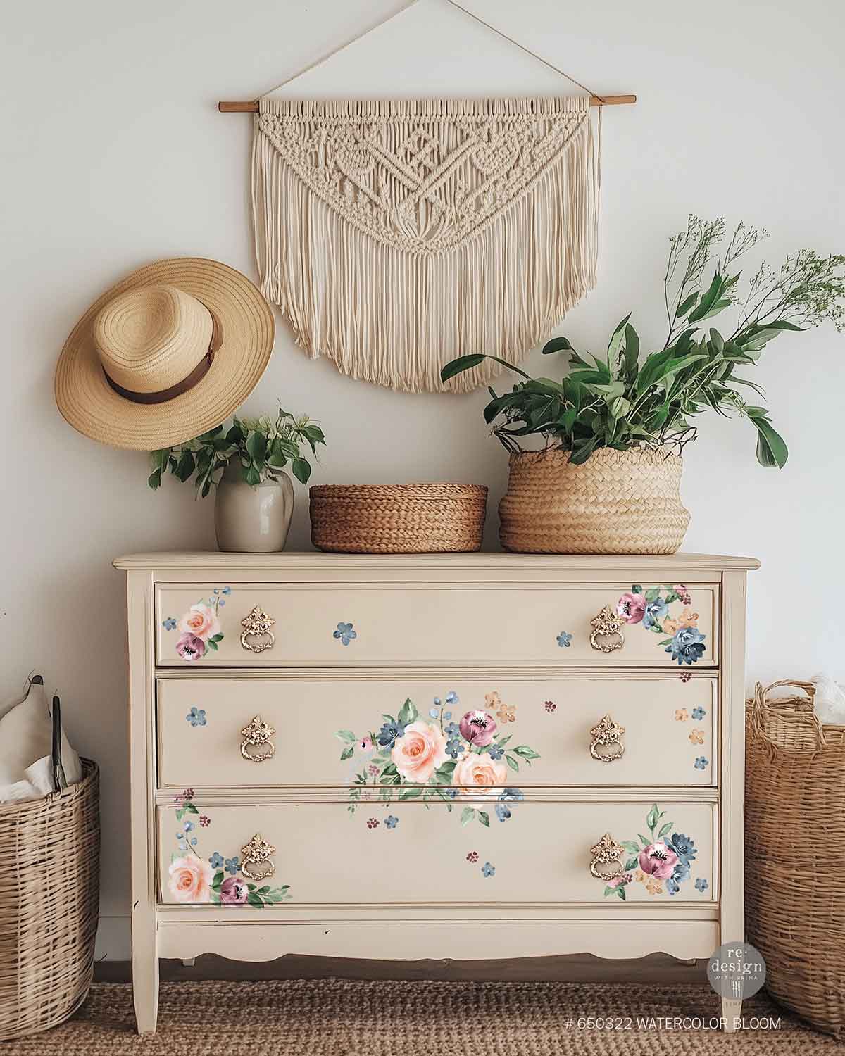 Redesign Decor Transfers –  61x89 cm  Watercolor Bloom (in 3 fogli)