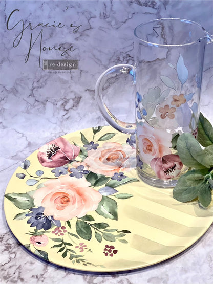 Redesign Decor Transfers –  61x89 cm  Watercolor Bloom (in 3 fogli)