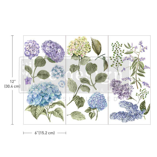 Redesign Small Transfer Mystic Hydrangea  15,2x30,5 cm (in 3 fogli)