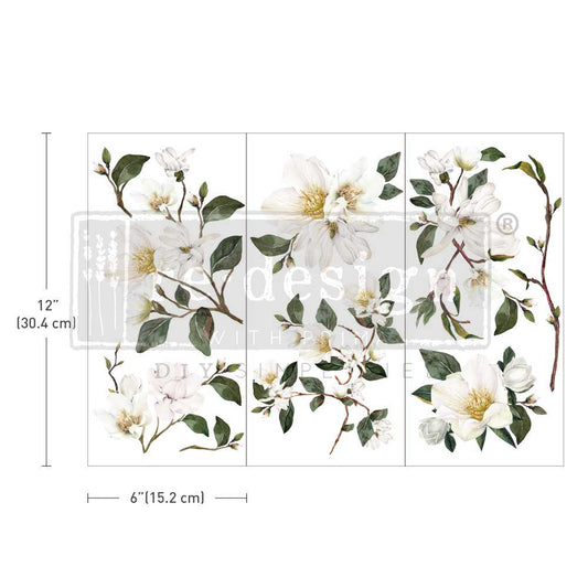 Redesign Small Transfer White Magnolia 15,2x30,5 cm (in 3 fogli)