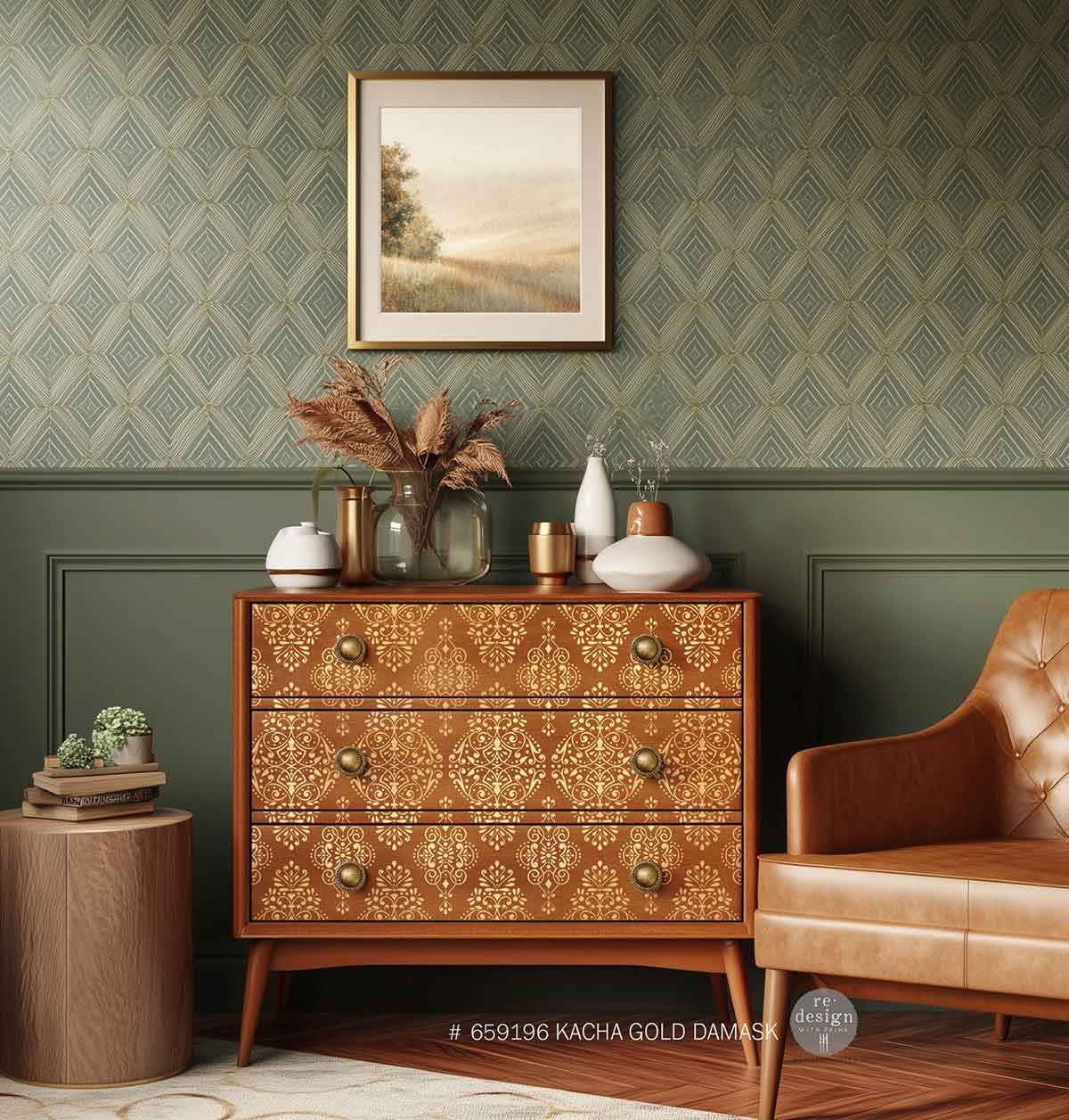 Redesign Decor Transfers –  61x89 cm  Kacha Gold Damask (in 2 fogli)