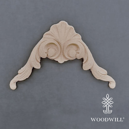 Woodwill - Fregio Corner  Intagliato in Legno 14x10.5 cm