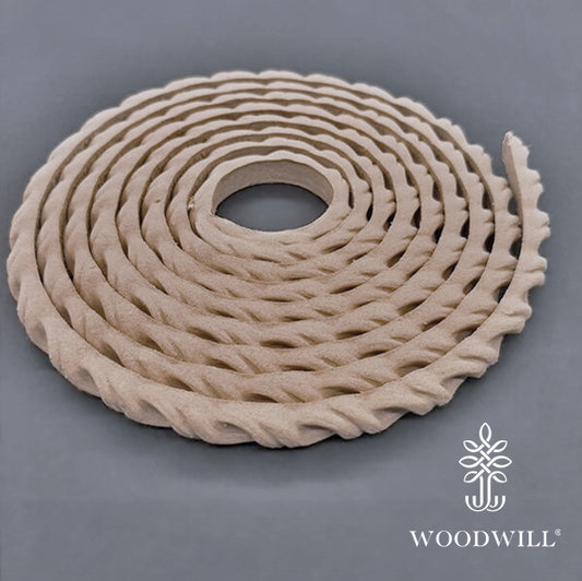 Woodwill - Cordone Treccia flessibile in legno intagliato 215 cm x 1 cm