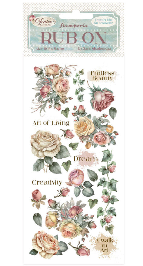 Stamperia - Rub on cm 10,16x21,6 Venice City of Art rose