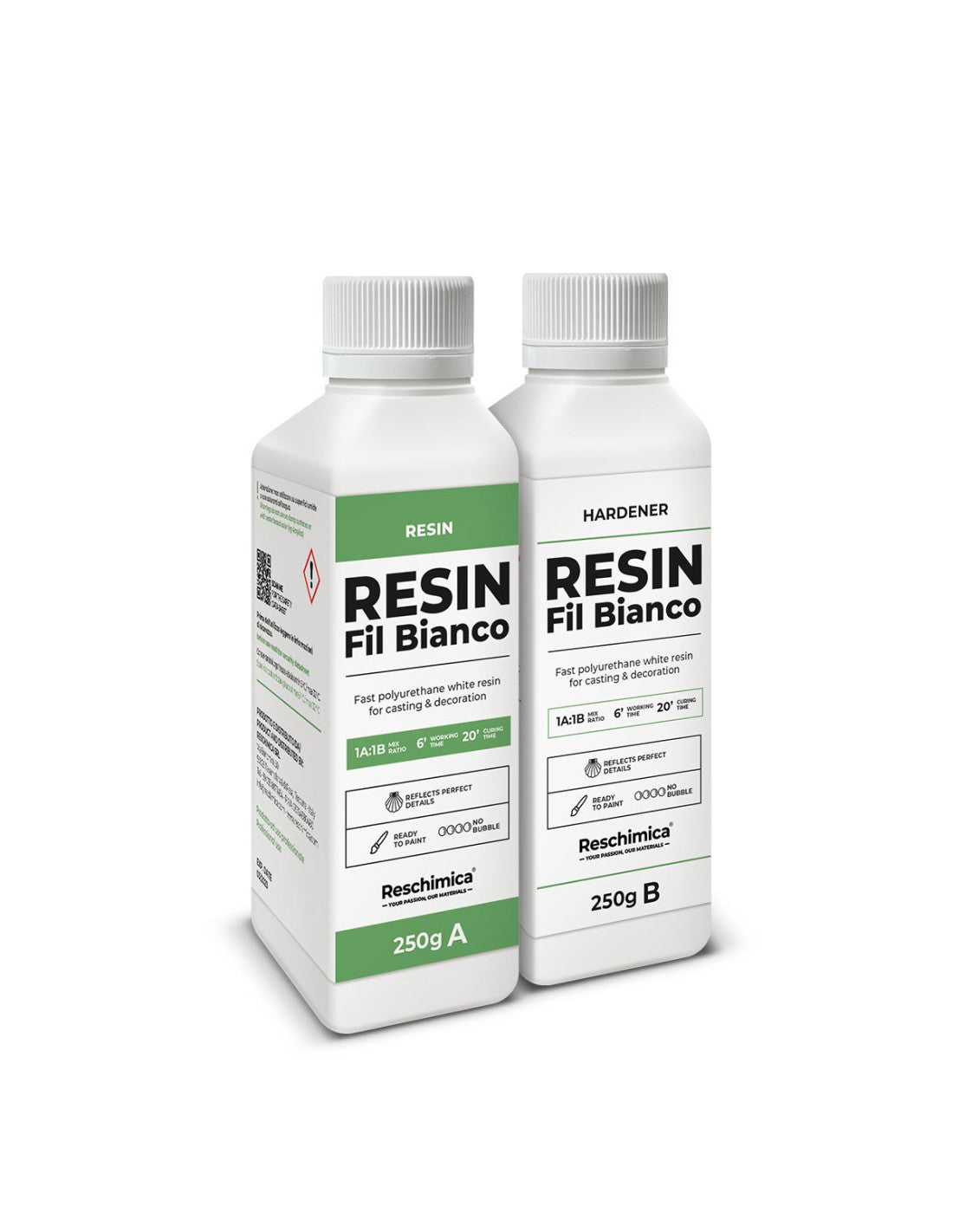 Reschimica - Fil Bianco - Resina Poliuretanica Bianca per modellismo 500g (250g A + 250g B)