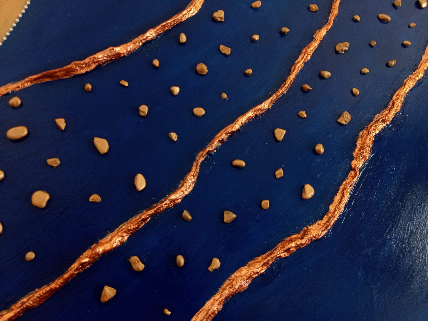 Canvas The Milky Way - Quadro Dipinto a Mano Blu e Oro 88x88cm