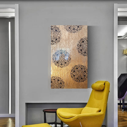 Quadro Canvas Gold Mandala - Opera Materica con Foglia Oro e Resina Epossidica 95x55cm