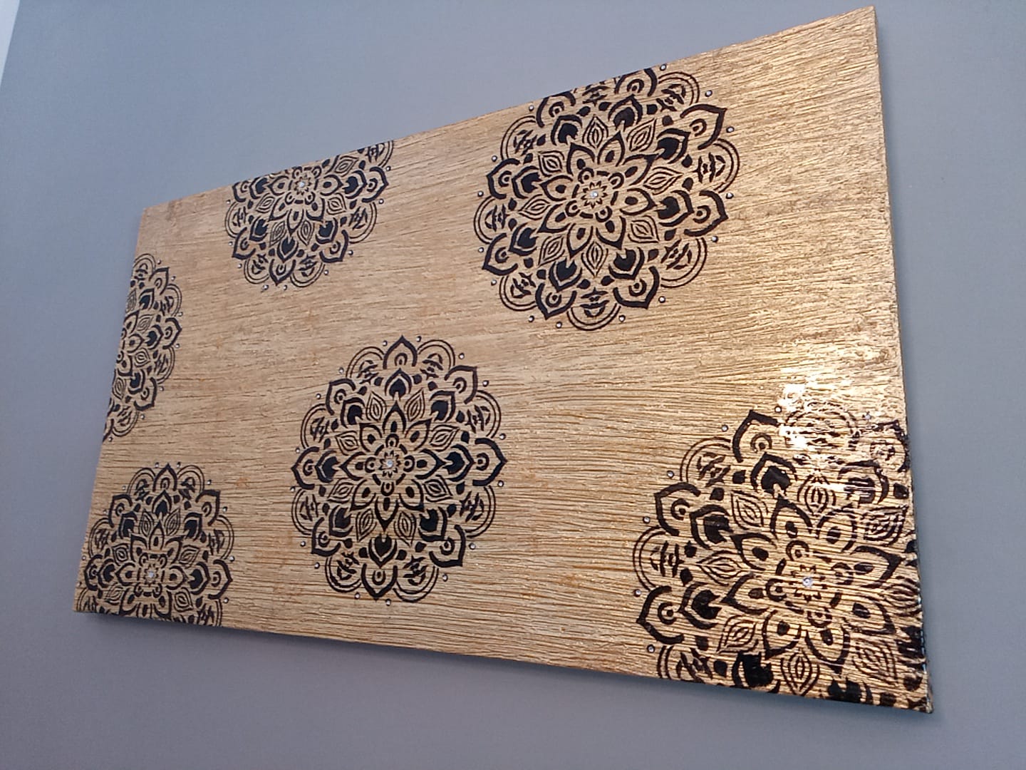 Quadro Canvas Gold Mandala - Opera Materica con Foglia Oro e Resina Epossidica 95x55cm
