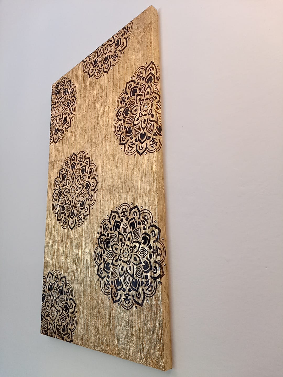 Quadro Canvas Gold Mandala - Opera Materica con Foglia Oro e Resina Epossidica 95x55cm