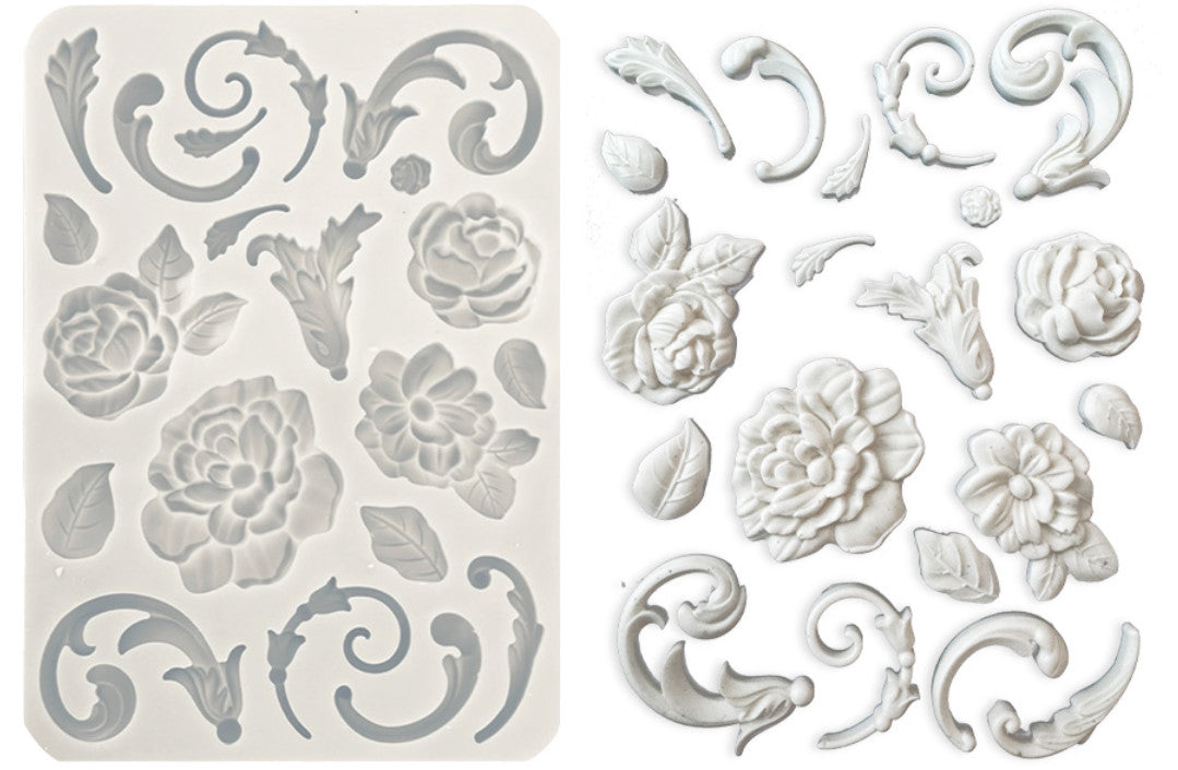 Stamperia - Stampo in silicone A5 Brocante Antiques fiori e decoro
