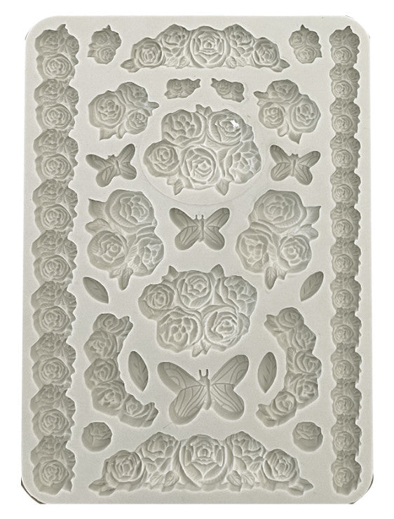 Stamperia - Stampo in silicone A5 Shabby Rose e Farfalle