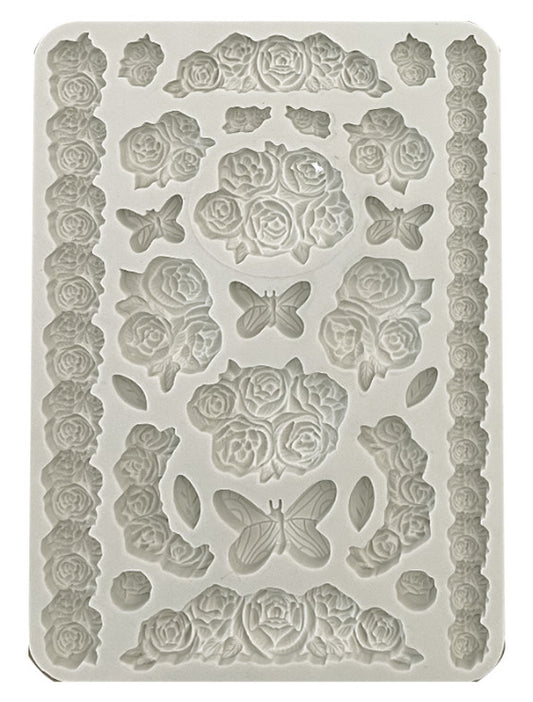 Stamperia - Stampo in silicone A5 Shabby Rose e Farfalle