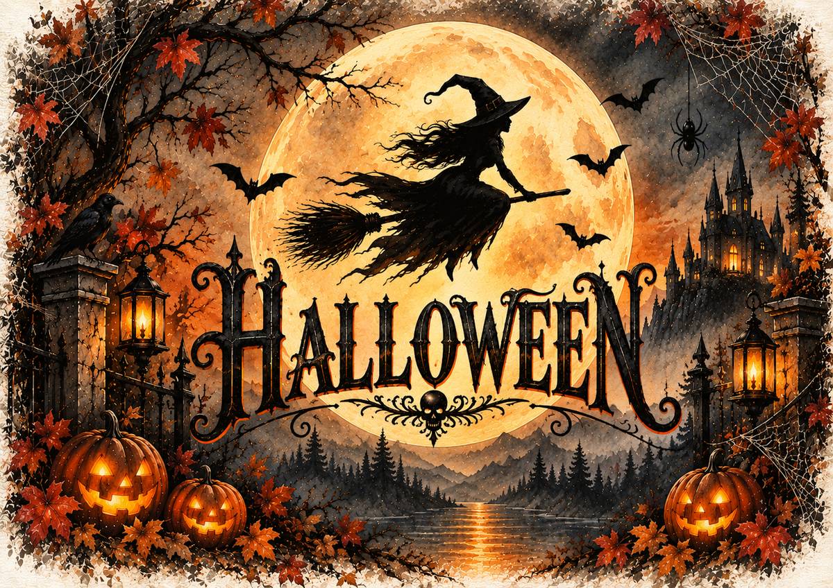 Carta di riso per decoupage Strega di Halloween MyRestyling per decorazione mobili