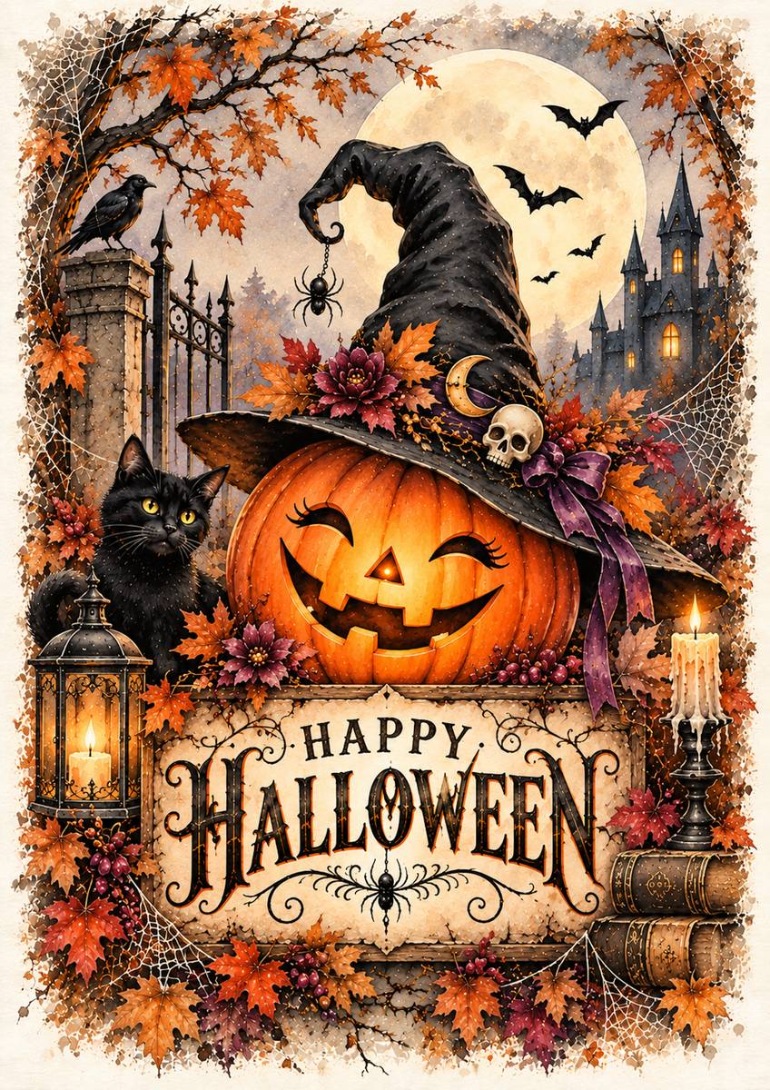 Carta di riso per decoupage Happy Halloween MyRestyling per decorazione mobili