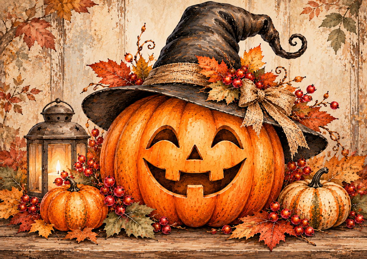Carta di riso per decoupage Zucca e Lanterna MyRestyling per decorazione mobili