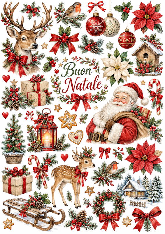 Carta di riso per decoupage Fantasia di Natale 1 MyRestyling per decorazione mobili