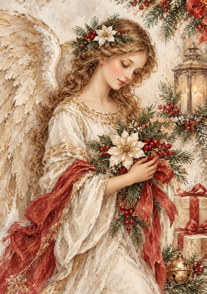 Carta di riso per decoupage Angelo di Natale MyRestyling per decorazione mobili
