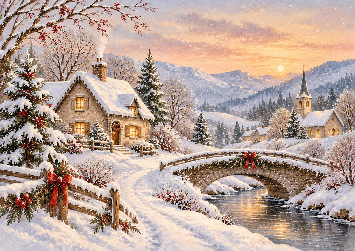Carta di riso per decoupage Paesaggio innevato MyRestyling per decorazione mobili