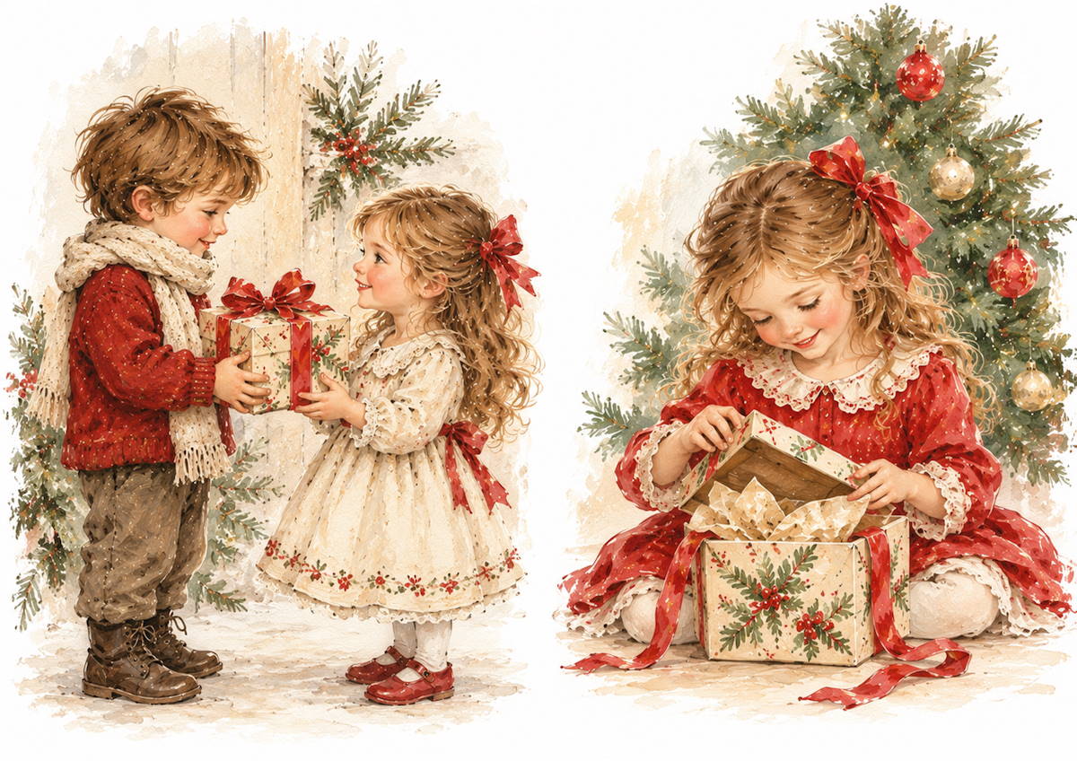 Carta di riso per decoupage Bambini a Natale MyRestyling per decorazione mobili