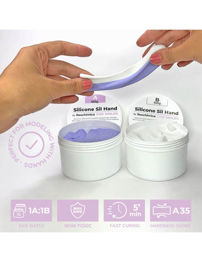 Reschimica - Sil Hand - Gomma siliconica in pasta 1:1 - 500g (250g A + 250g B)
