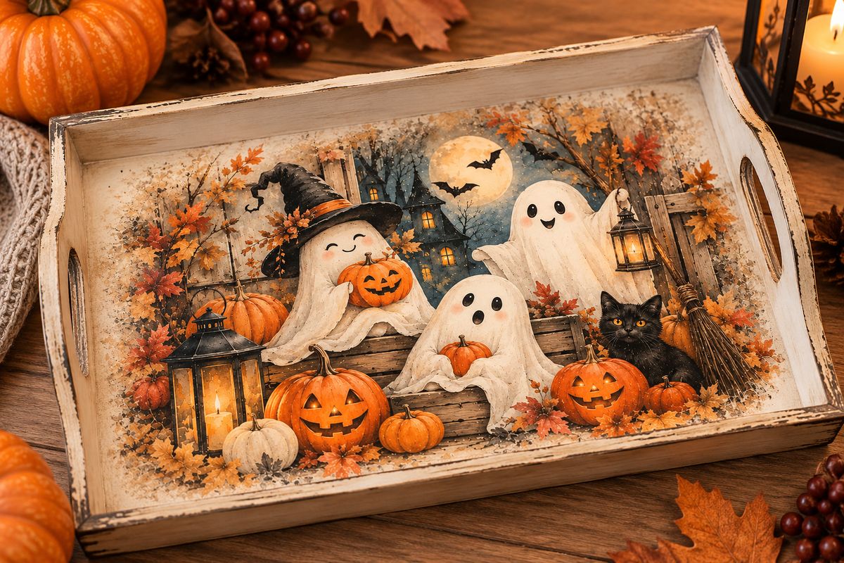 Dettaglio grafica e applicazione decoupage Fantasmini MyRestyling