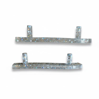Coppia di Maniglie Stardust Silver - Artigianali in Resina Epossidica