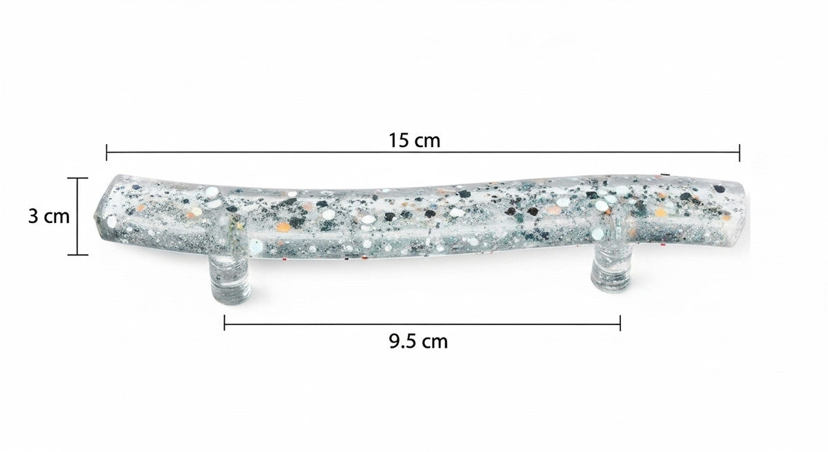 Coppia di Maniglie Stardust Silver - Artigianali in Resina Epossidica