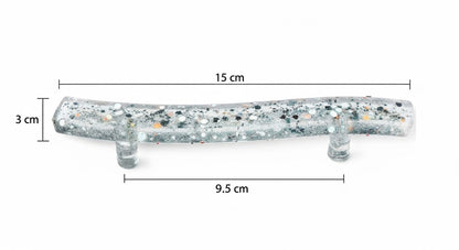 Coppia di Maniglie Stardust Silver - Artigianali in Resina Epossidica