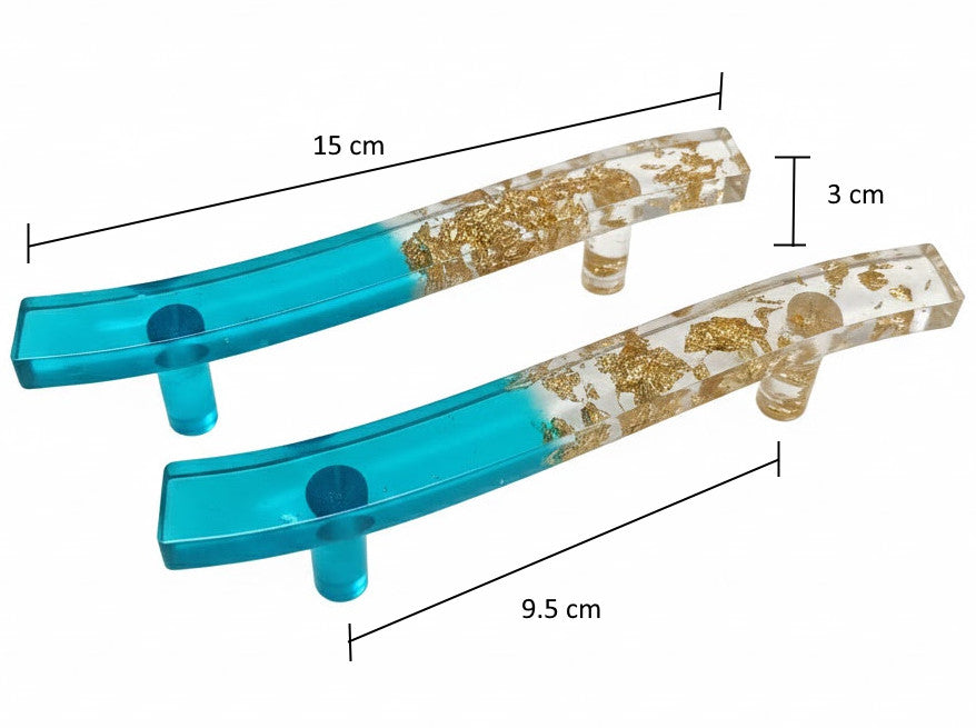 Coppia di Maniglie Ocean Wave - Artigianali in Resina Epossidica