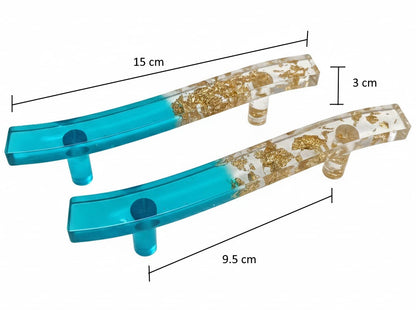 Coppia di Maniglie Ocean Wave - Artigianali in Resina Epossidica