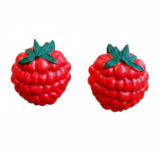 Coppia di Pomelli Strawberry Fields - Artigianali in Resina Poliuretanica, Dipinti a Mano