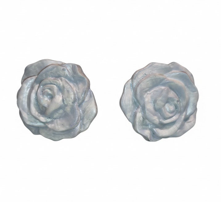 Coppia di Pomelli Glazed Blooms - Artigianali in Resina Poliuretanica, Dipinti a Mano