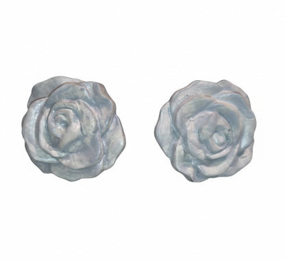 Coppia di Pomelli Glazed Blooms - Artigianali in Resina Poliuretanica, Dipinti a Mano