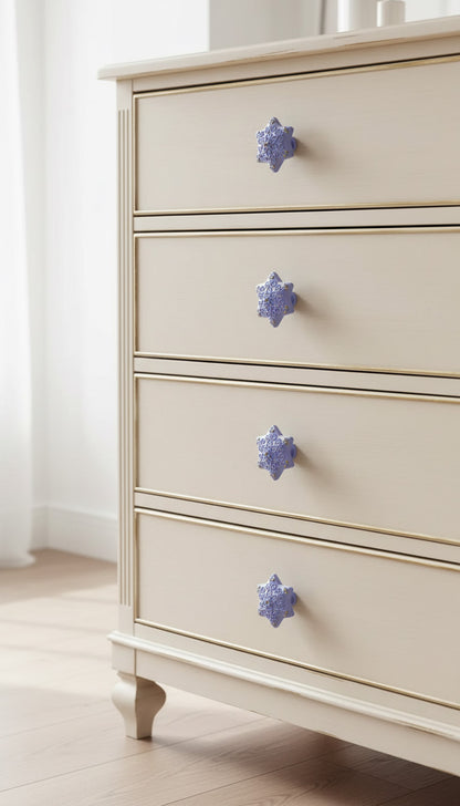 Coppia di Pomelli Stars Swirls - Artigianali in Resina Poliuretanica, Dipinti a Mano