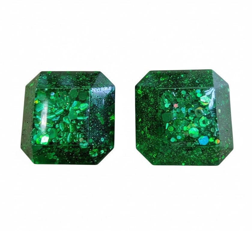 Coppia di Pomelli Emerald Glow - Artigianali in Resina Epossidica