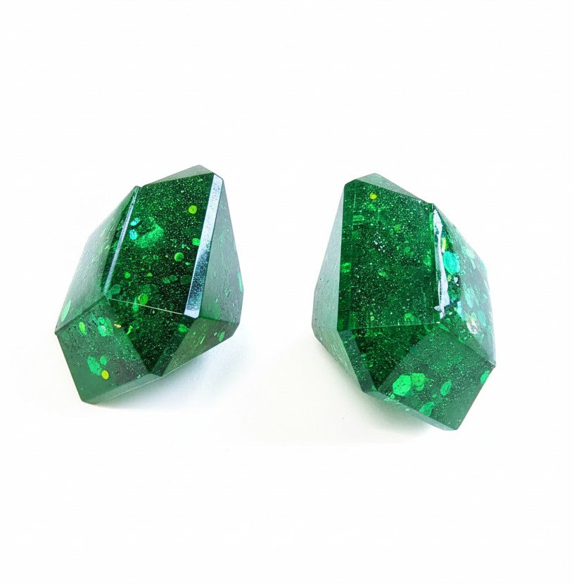 Coppia di Pomelli Emerald Glow - Artigianali in Resina Epossidica