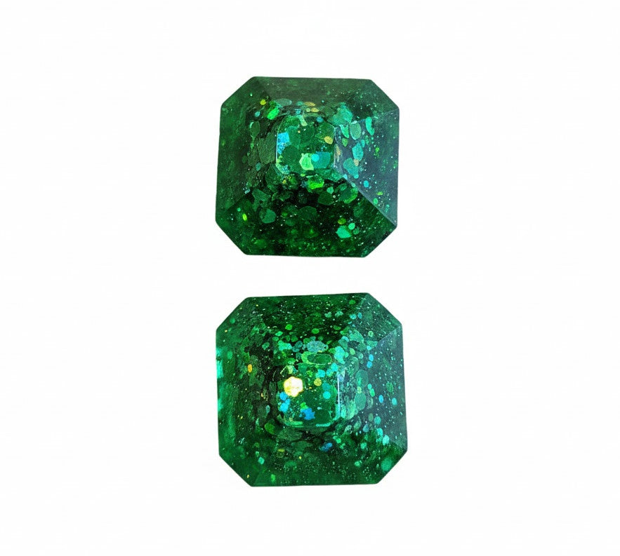 Coppia di Pomelli Emerald Glow - Artigianali in Resina Epossidica